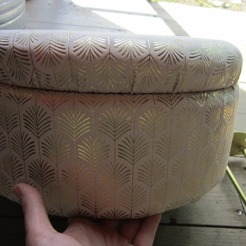 Ottoman with Storage Modern Velvet Footrest Stool Upholstered Round Vanity